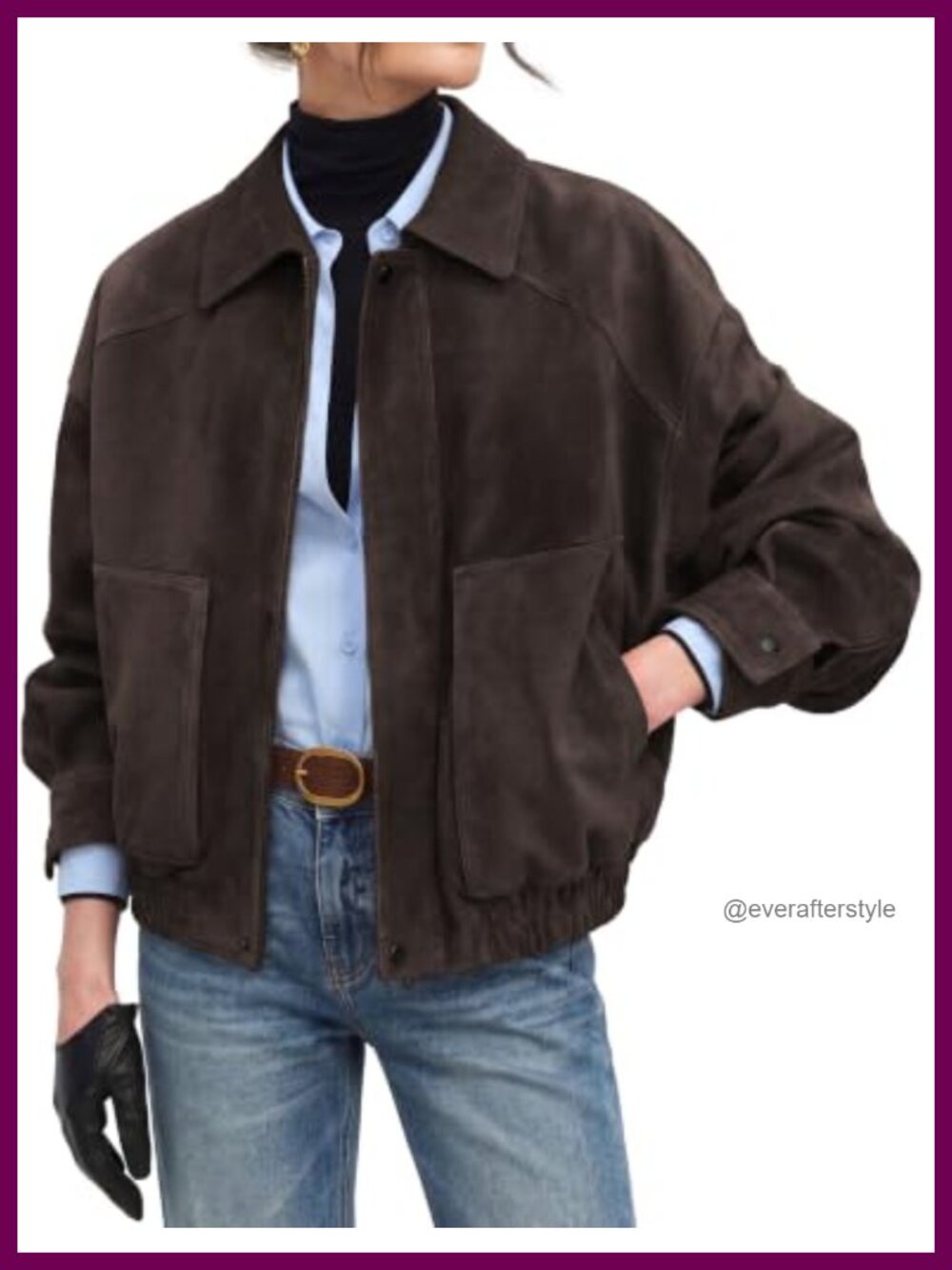 Faux Suede Oversized Bomber Jacket Zip Front Long Sleeve Fall Coat